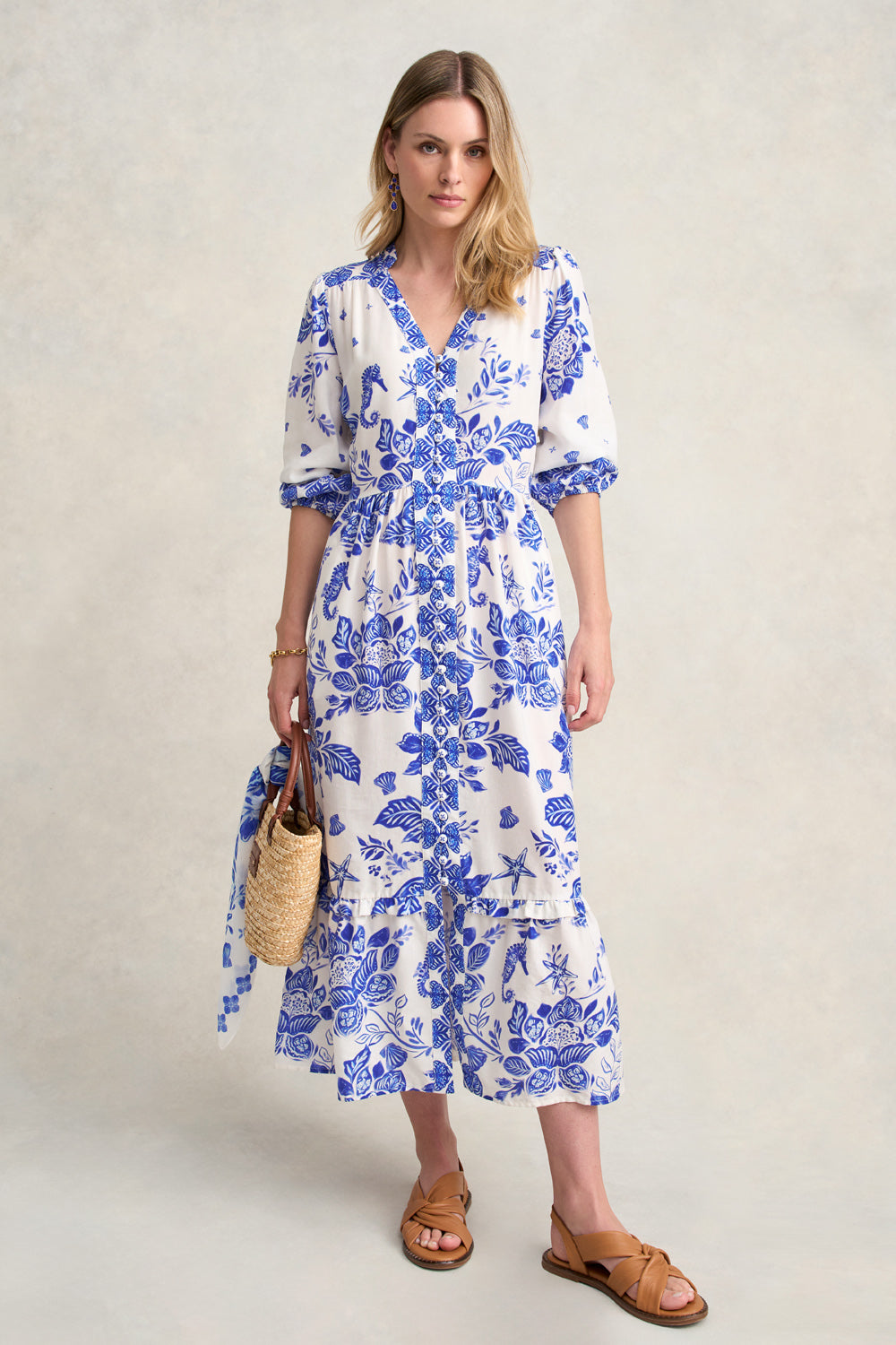 Printed Tiered Maxi Dress - Toile De Seaside