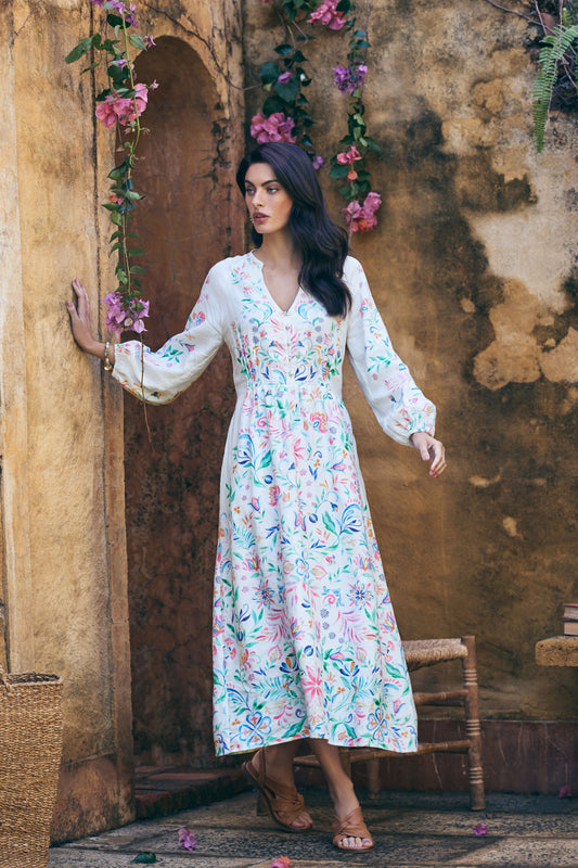 Border Print Midi Dress - Jeanne Border Print