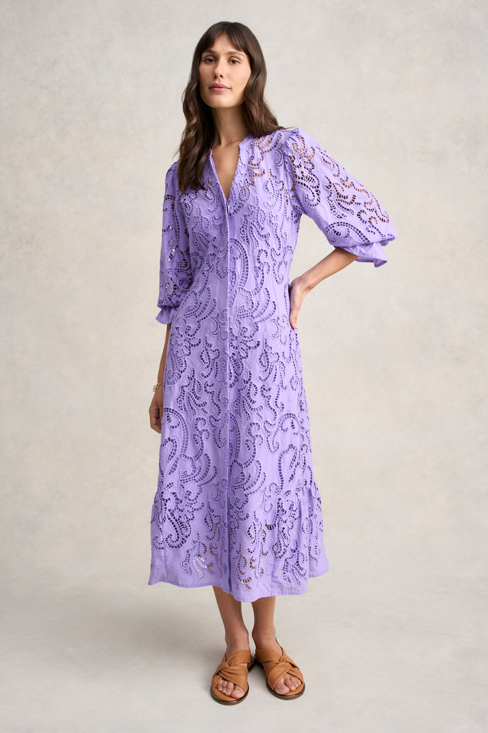 Broderie Lace Dress - Lilac