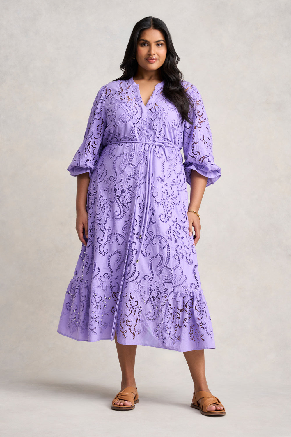 Broderie Lace Dress - Lilac