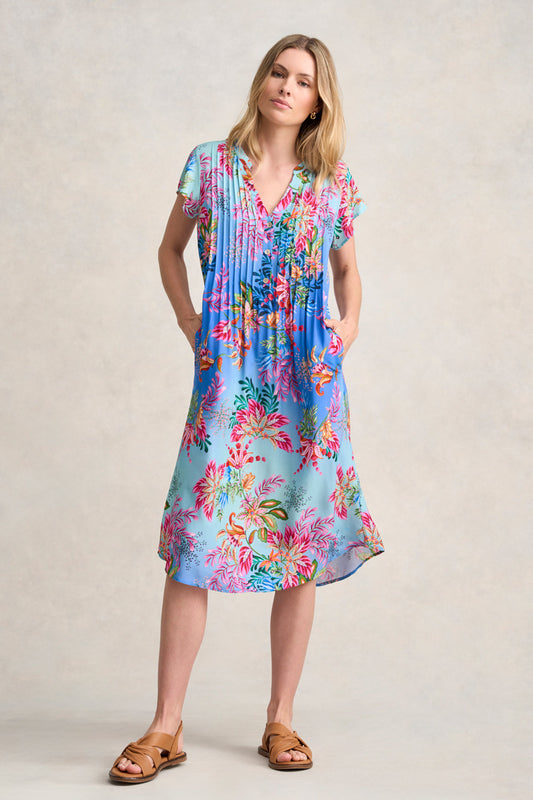 Pleat Front Midi Dress - Midsummer Paisley