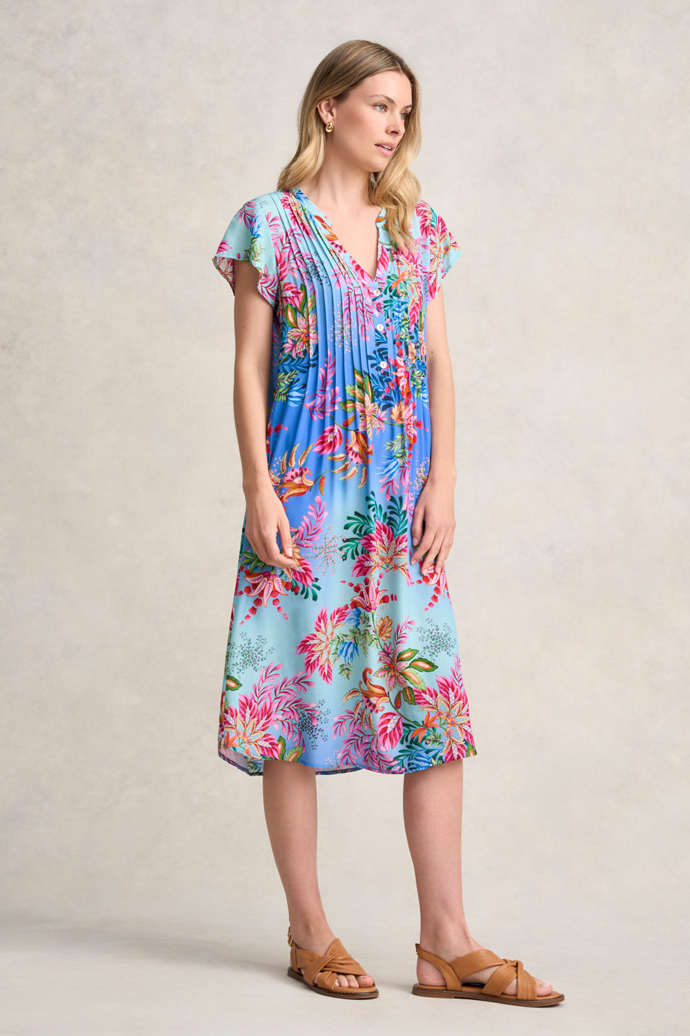 Pleat Front Midi Dress - Midsummer Paisley