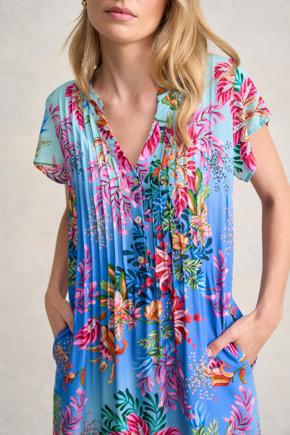 Pleat Front Midi Dress - Midsummer Paisley