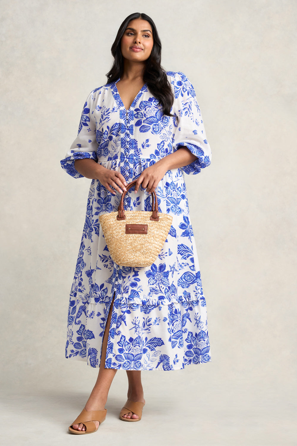 Printed Tiered Maxi Dress - Toile De Seaside