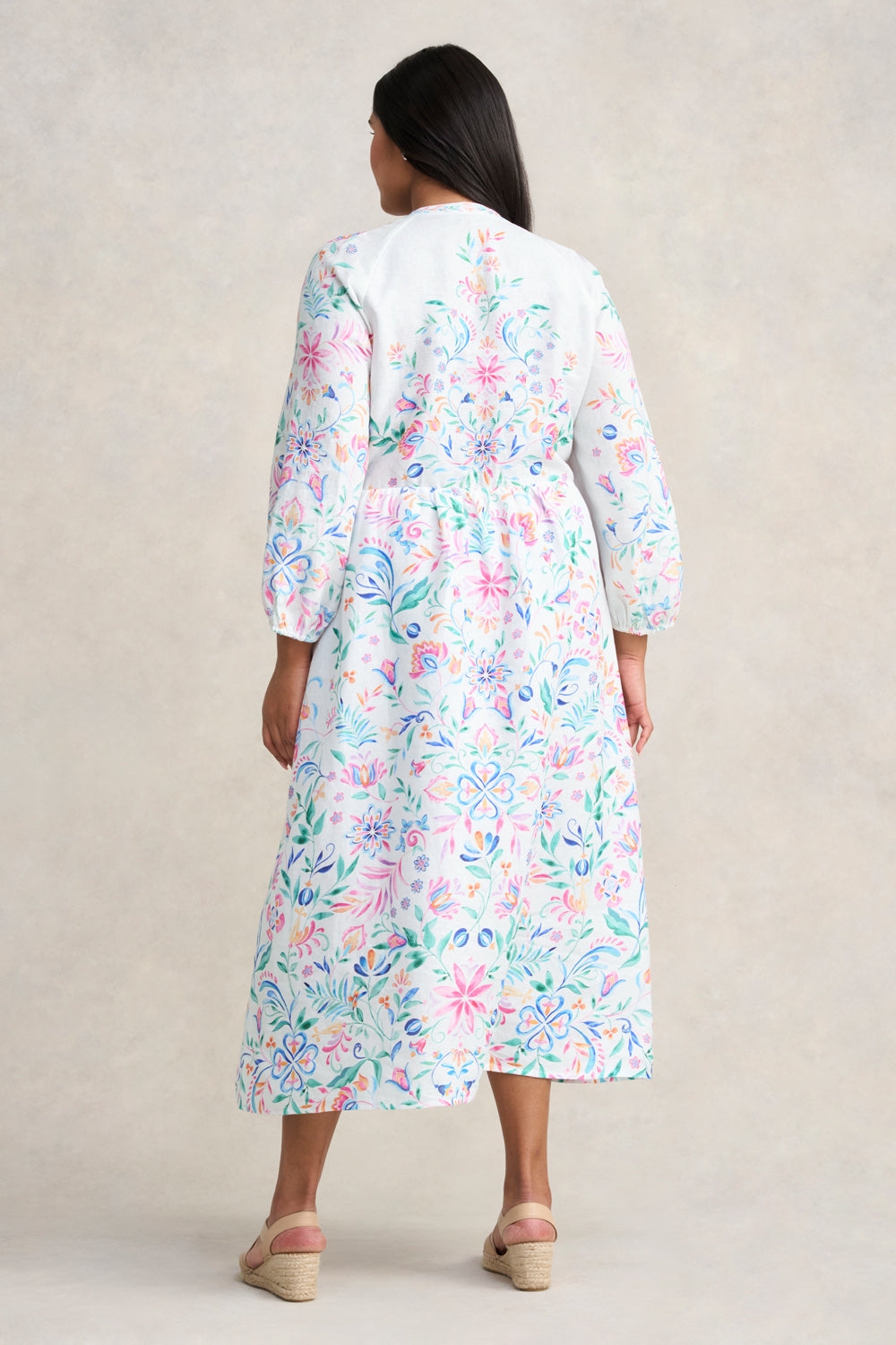 Border Print Midi Dress - Jeanne Border Print