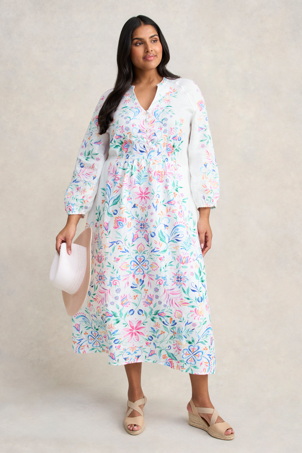 Border Print Midi Dress - Jeanne Border Print