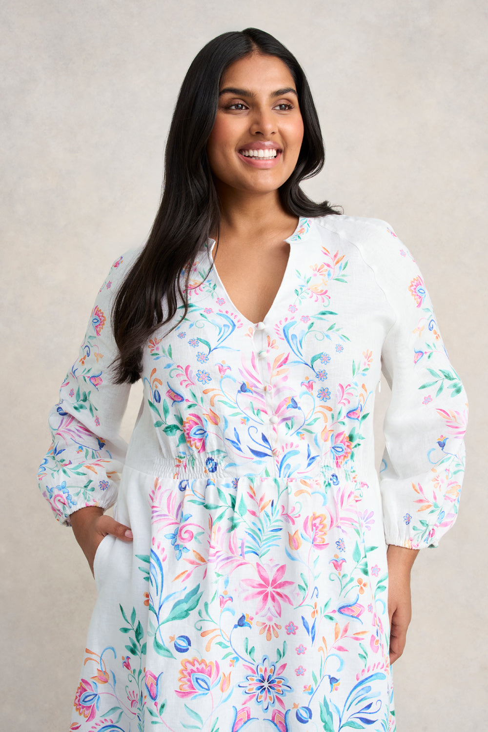 Border Print Midi Dress - Jeanne Border Print